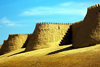 City Walls - crenellated walls encircle the inner town, the Itchan Kala, Khiva, Uzbekistan - photo by A.Beaton