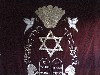 Bukhara, Uzbekistan: Jewish symbolism - crown, doves and Magen David - synagogue - photo by A.Slobodianik