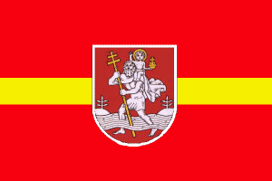 Vilnius flag, St. Christopher / Kristupas - Wilna, Vilna, Wilno, Vilno - Lithuania / Lietuva / Lituania / Litauen / Lituanie / Litva