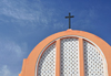 Layoune / El Aaiun, Saguia el-Hamra, Western Sahara: Spanish Cathedral - Catholic cross and sky - photo by M.Torres