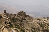 Central mountains, Hajjah governorate, Yemen: mountain village built on a ridge among agricultural terraces - photo by J.Pemberton