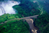 Zimbabwe - Matabeleland North province: Zambesi Bridge, river and Victoria Falls - from the air - photo by D.Forman