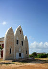 The Valley, Anguilla: the new St. Gerard's Roman Catholic Church, with a faade like 3 boats, mimics the old church - Carter Ray Boulevard - photo by M.Torres