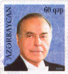 Azeri postal stamp: Heydar Aliyev on a 0,6 manat stamp - Aliyev family cult is everywhere... - stamps of Azerbaijan