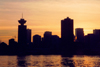 Canada / Kanada - Canada - Vancouver / YVR / YVD : dusk at the Harbour Centre - Burrard inlet - skyline - photo by M.Torres