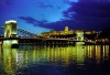 Hungary / Ungarn / Magyarorszg - Budapest: the Danube and the Chain bridge at night / Szchenyi Lnchid (photo by J.Kaman)