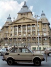 Hungary / Ungarn / Magyarorszg - Budapest: Small car, big building - Egyetem tr - Literature Museum - Fiat 126 (photo by M.Bergsma)