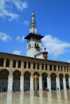 Syria - Damascus: Omayyad Mosque - Minaret of the Bride and arcade (riwaq) - photographer: M.Torres